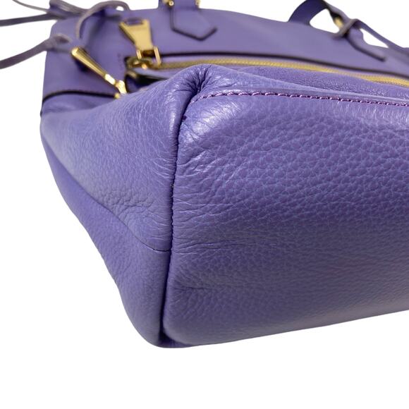 Aimee Kestenberg Leather Purple Double Strap Tote Gold Hardware Purse - Picture 6 of 16